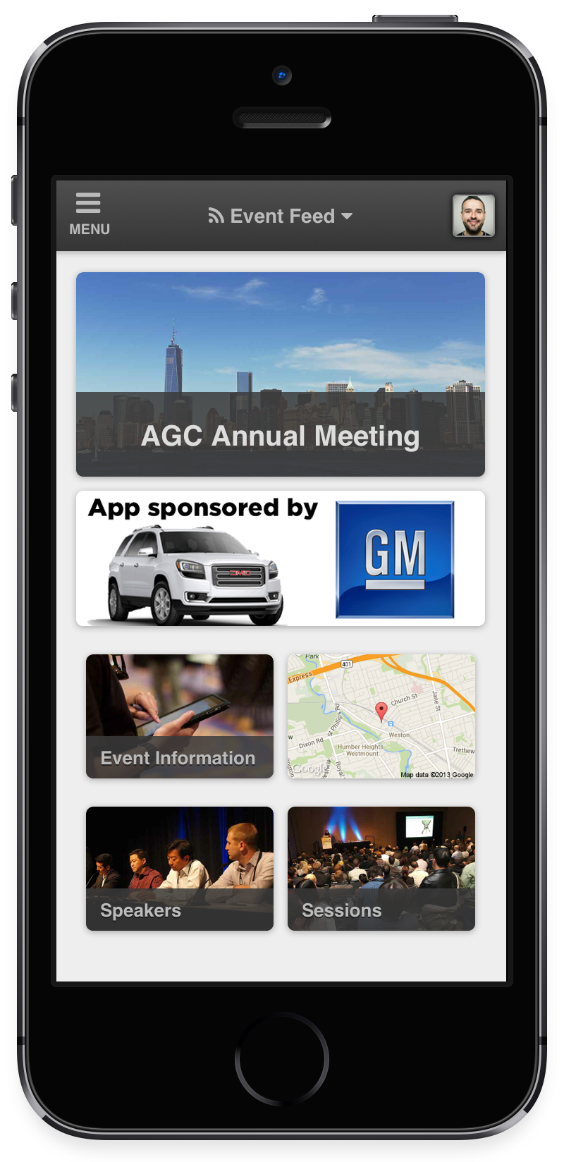 Example of event app sponsorship on an app on an iPhone