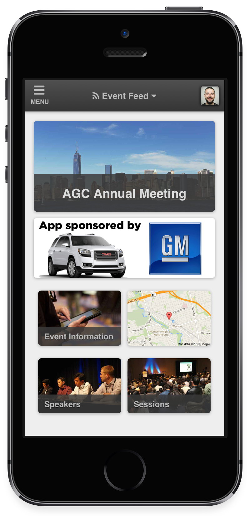 Example of event app sponsorship on an app on an iPhone