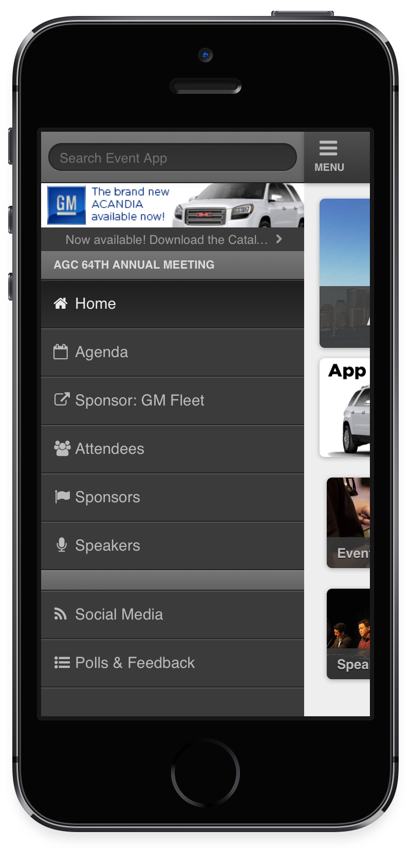 Example of event app sponsorship on an app on an iPhone