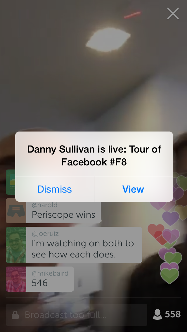 Danny Sullivan Periscope Live-Stream Announcement at Event