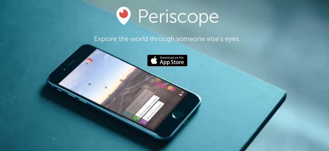 A phone with the Periscope app, a crowdsourced live-streaming platform.