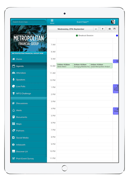 Showing the new Table View feature on mobile event apps