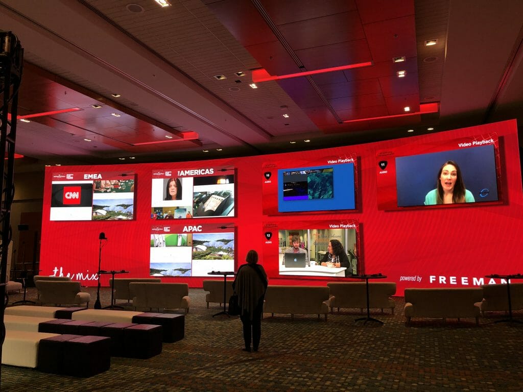 event technology trends - 65-ft screen at the PCMA's Future of Face2Face area