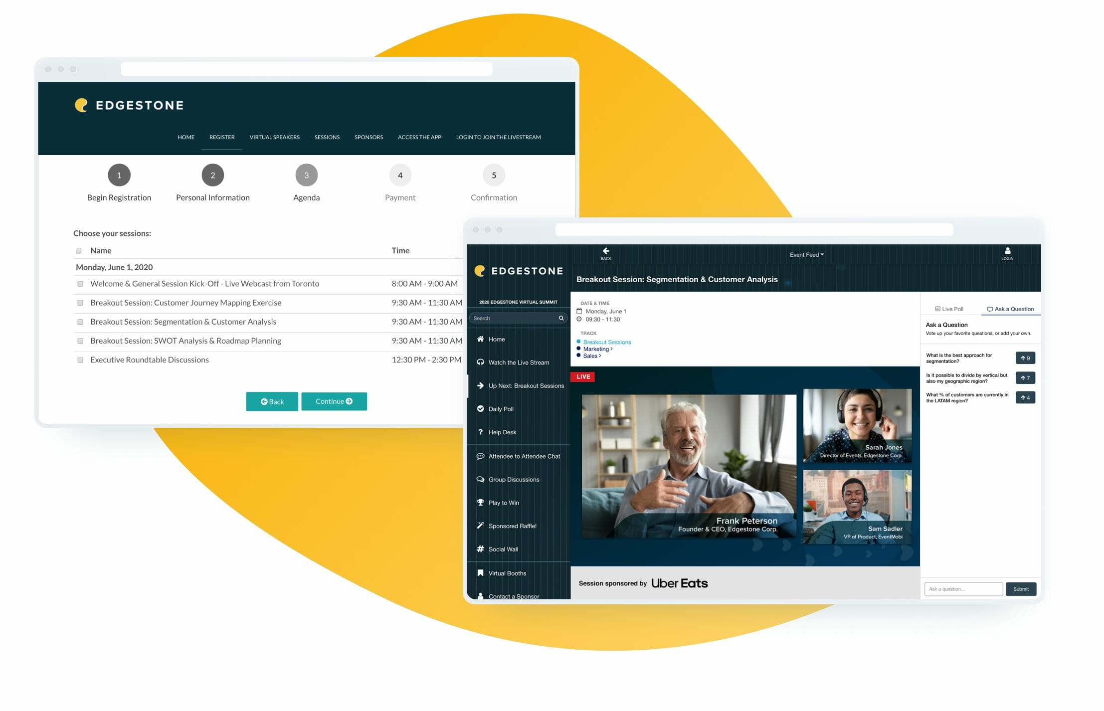 Virtual Event Space with multi-video livestream session and Registration Website