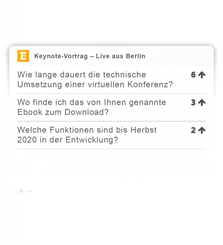 Fragen an den Referenten im virtuellen Eventportal stellen