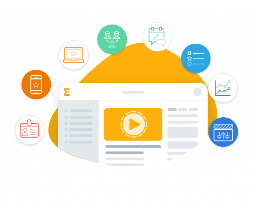Event management platform with product and services icons