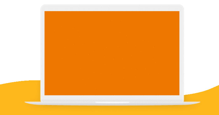 Ein animiertes GIF zeigt einen Laptop mit einem orangenen Bildschirm. Darauf erscheint ein Banner mit der Aufschrift "Food for Thought" und darunter ein Button "Join Livestream". 