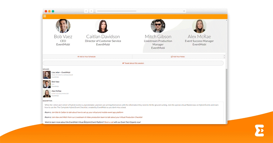 As part of an interactive virtual conference session type, an attendee joins a virtual meeting within the event platform.