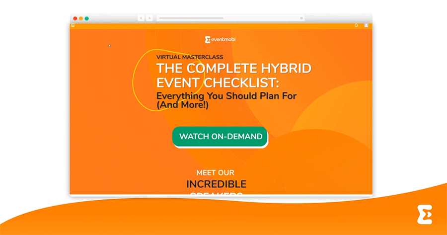 As part of a post-event community, an attendee navigates to the virtual event platform's video content library.