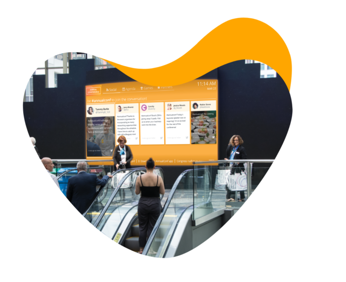 The Live Display feature lets event organizers control onsite screens from their computer, tablet or phone