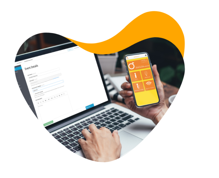 An event planner updates the event details in real time using event technology software