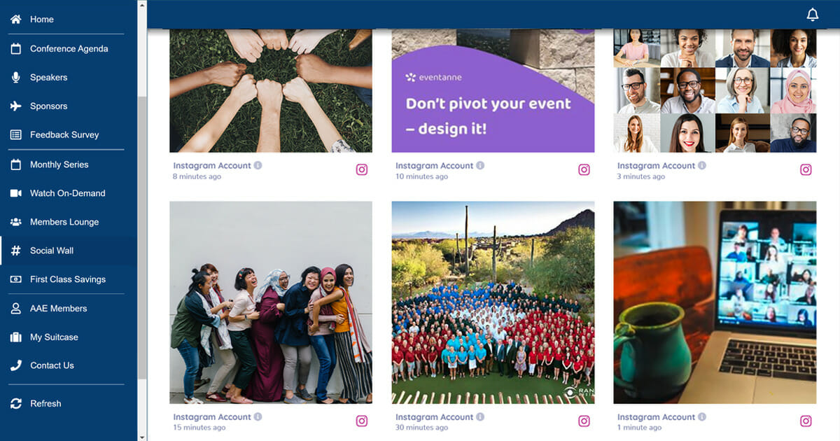 Community members stay connected through a social wall on their event community platform.