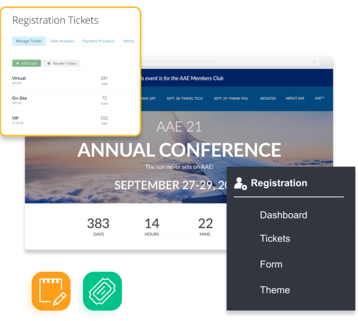 Create beautiful event websites with integrated registration and send automated emails and reminders