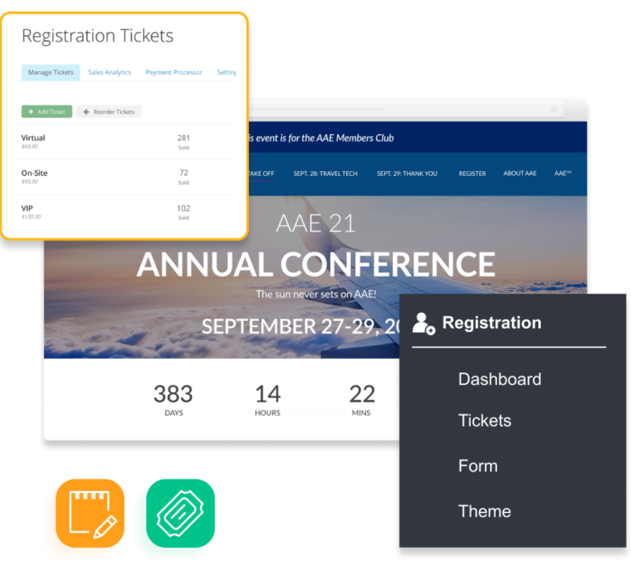 Create beautiful event websites with integrated registration and send automated emails and reminders