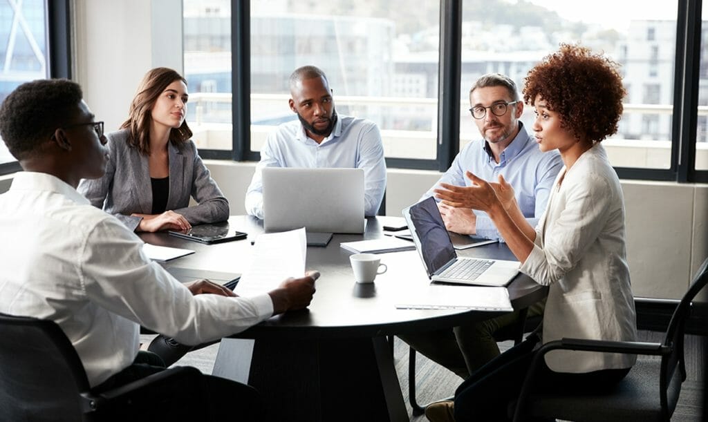 A team of professionals having a meeting.