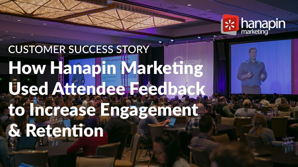 Hanapin Customer Success Story banner, with Hero Conf in the background.
