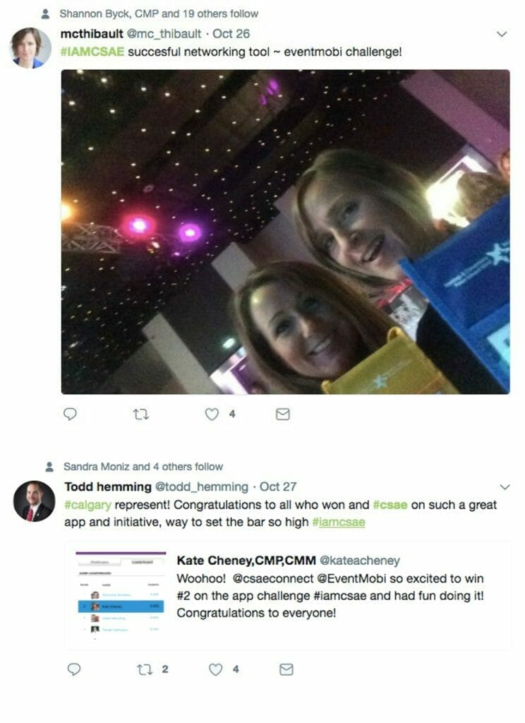 Screenshot von veranstaltungsbezogenen Tweets zum Hashtag #IAMCSAE.