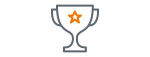 Stylized icon of cup trophy with a star on it