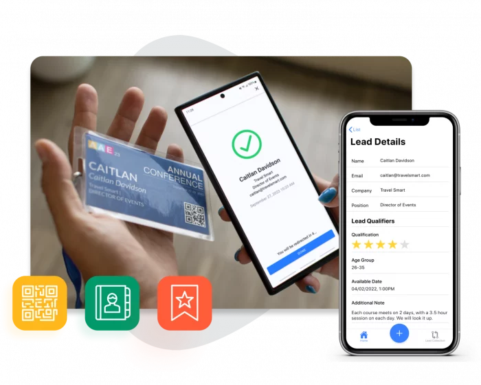 Die Vor-Ort-App von EventMobi word für das Scannen eines Badges inkl. Leaderfassung verwendet.