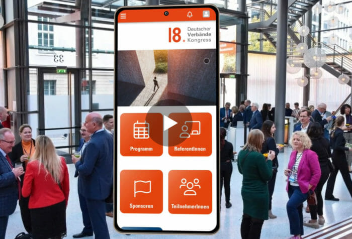 Event-App des Deutschen Verbändekongresses mit Play-Button darauf.