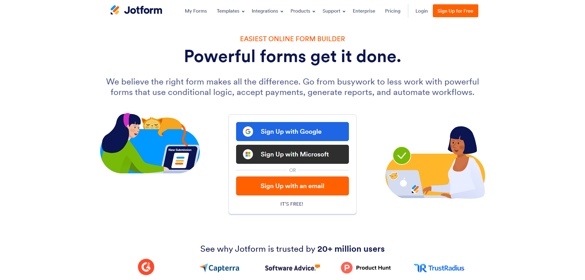 Jotform's homepage