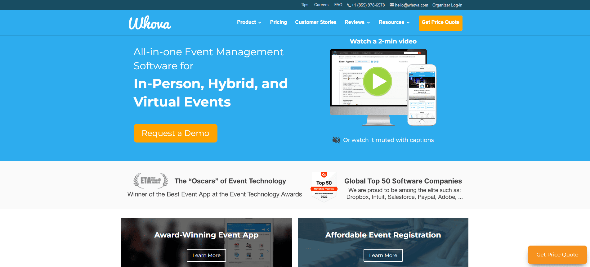 Whova's homepage