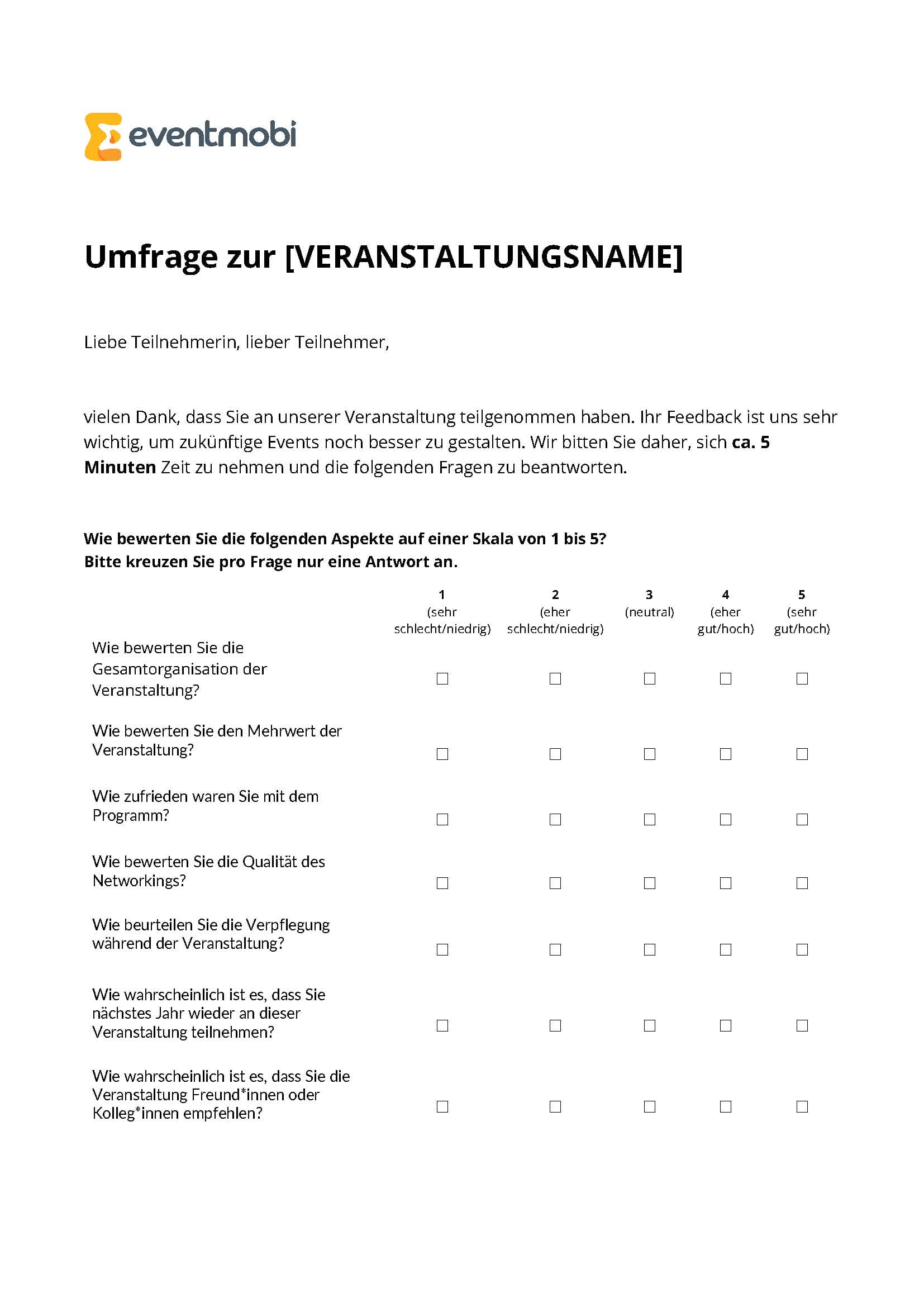 Vorlage Feedback-Umfrage (Seite 1)