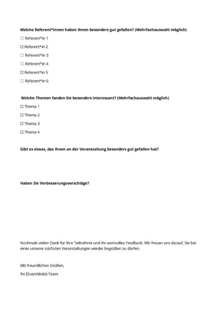 Vorlage Feedback-Umfrage (Seite 2)
