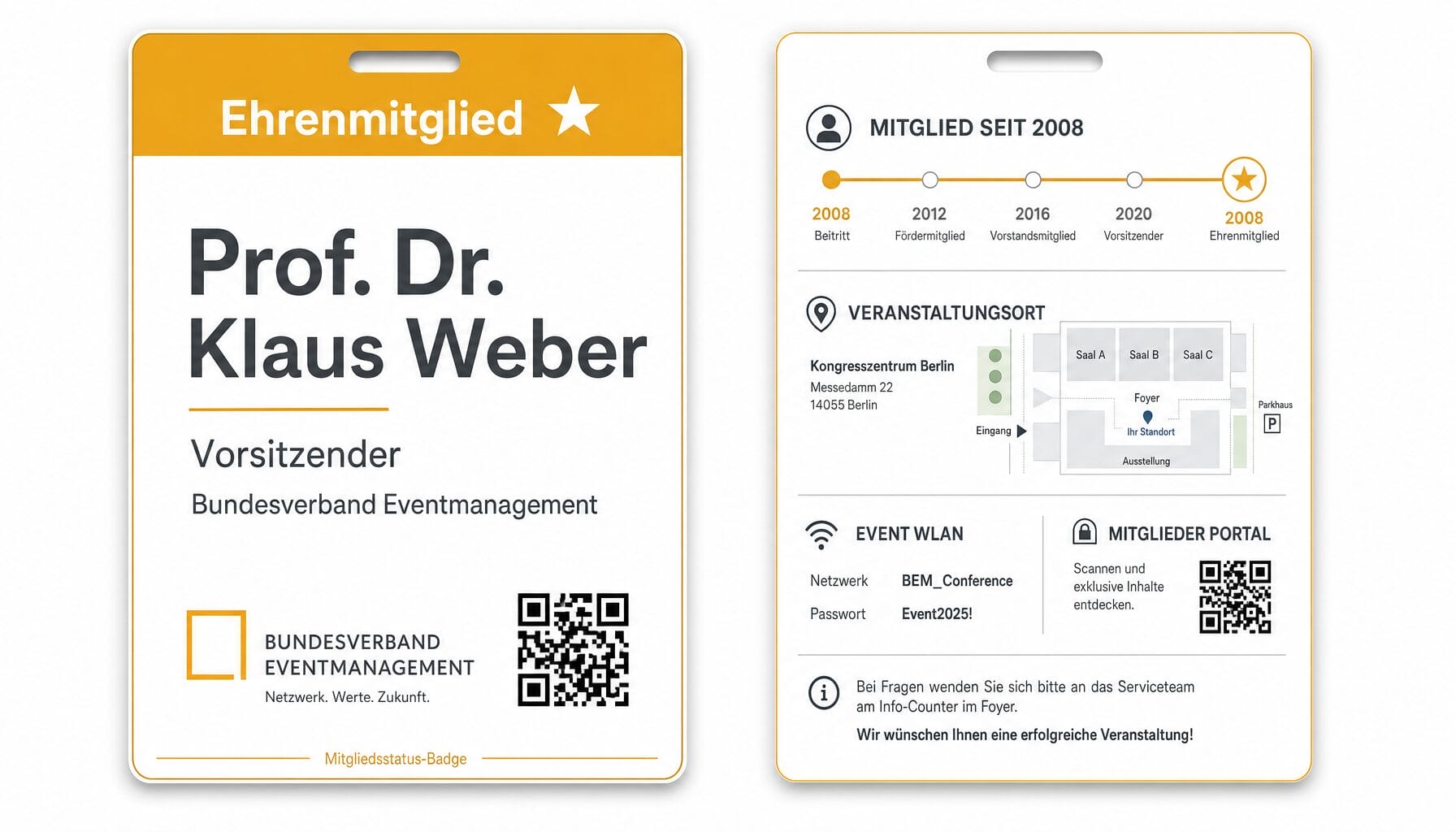 Badge Idee für Verbandsveranstaltungen: Mitgliedsstatus-Badge