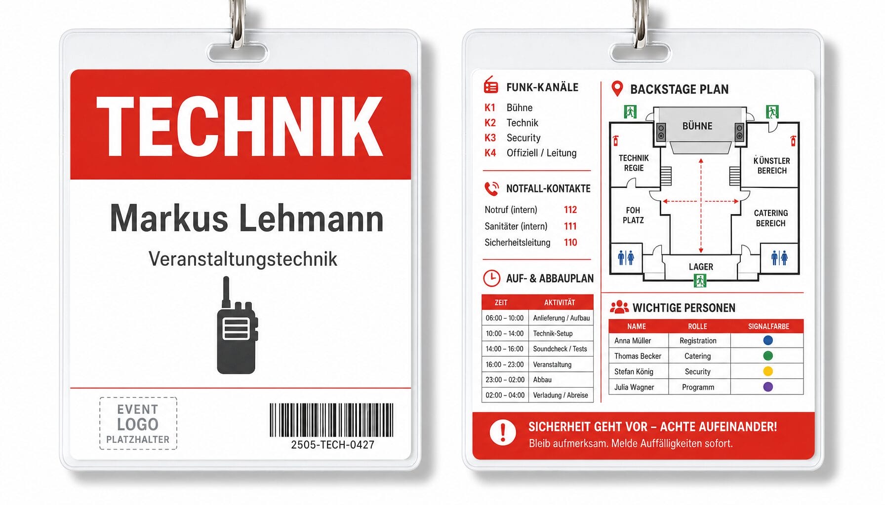 Badge Idee für das Eventmanagement-Team: Personal-Rollen-Badge