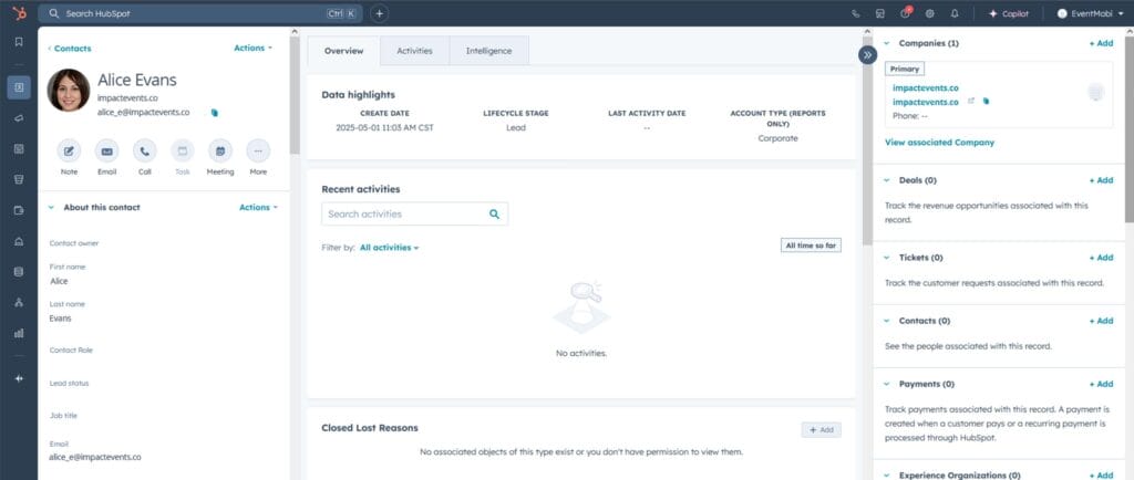 Hubspot Screenshot