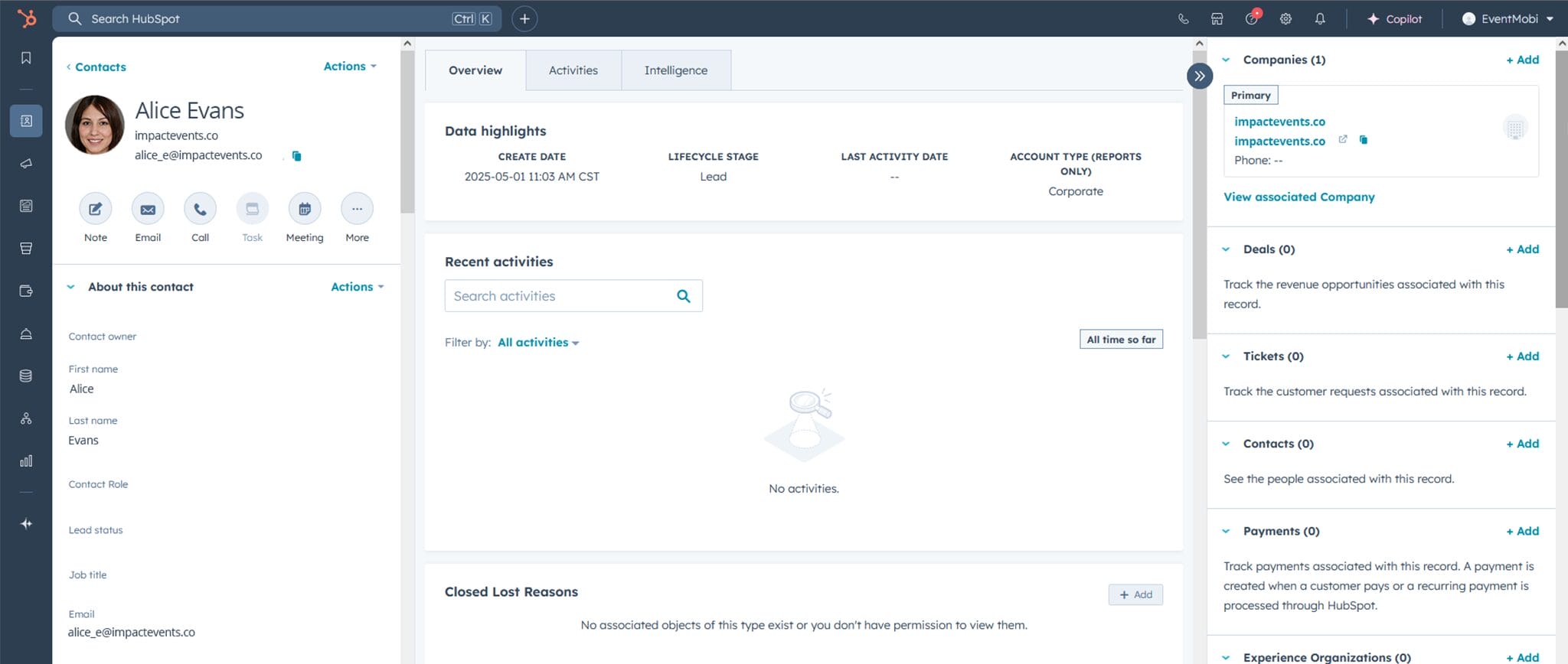 Hubspot Screenshot