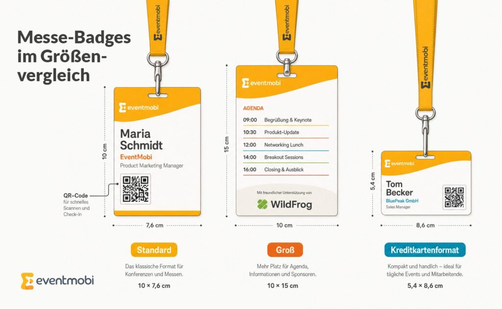 Infografik: Messe-Badges im Größenvergleich