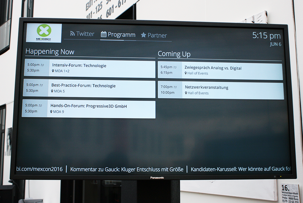 Programm Screen EventMobi Live Display