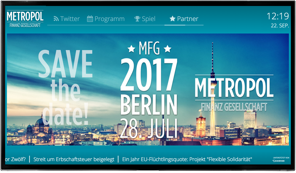 EventMobi Live Display Partner Screen